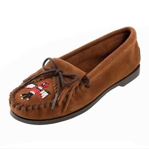 EUC Minnetonka Women's Thunderbird Moccasins, Brown Suede, Sz 6